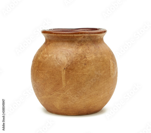 brown clay pot isolated on white background