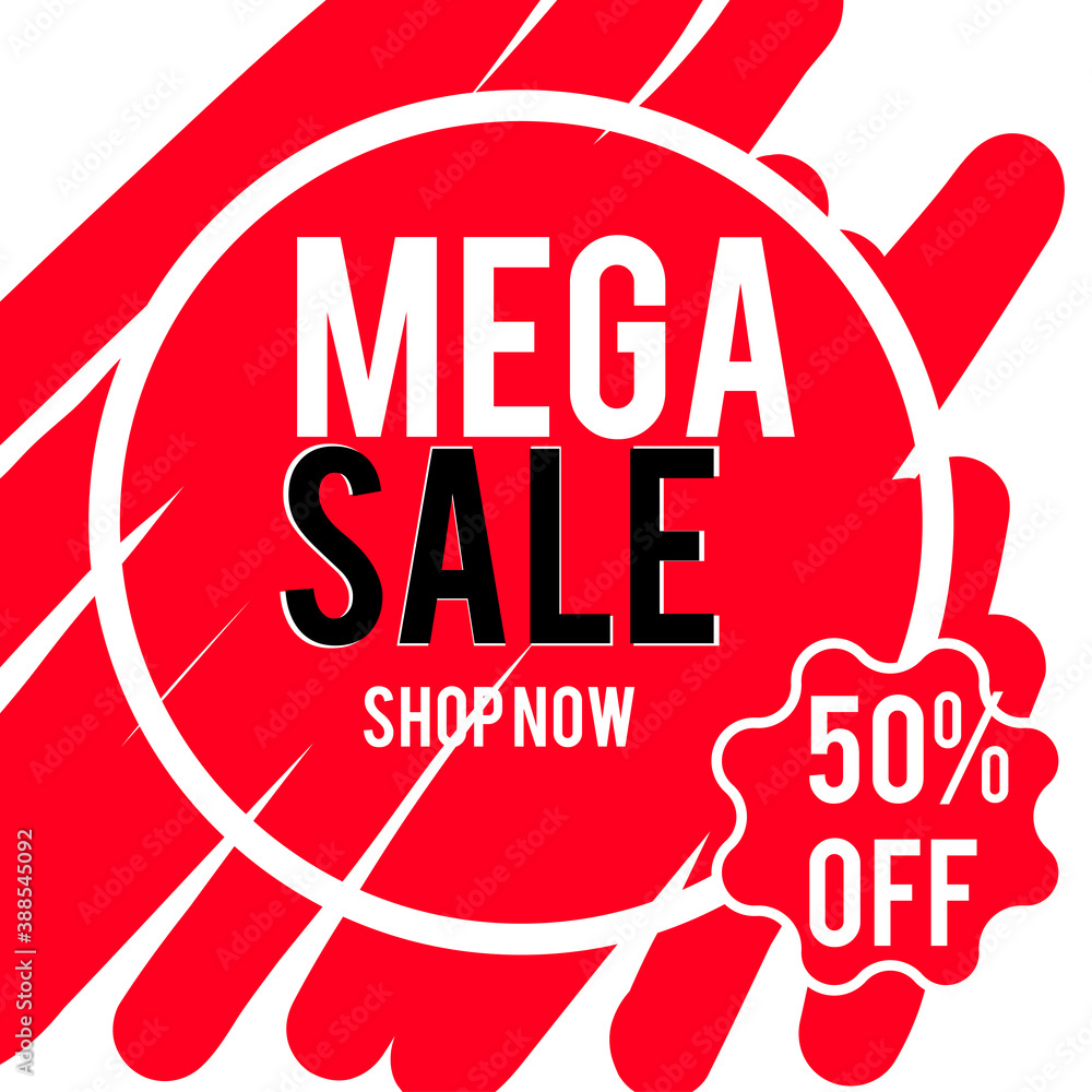 sales tag. Mega sale banner online shopping bag. Abstract colorful sales banner