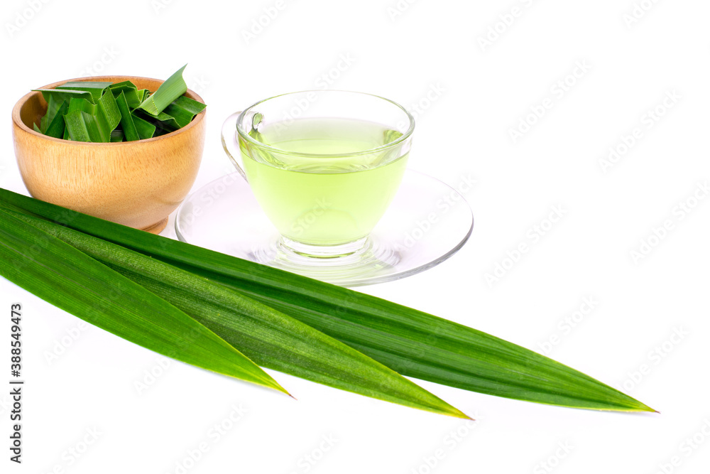 Pandan juice ice tea on white Pandan juice ice tea on white