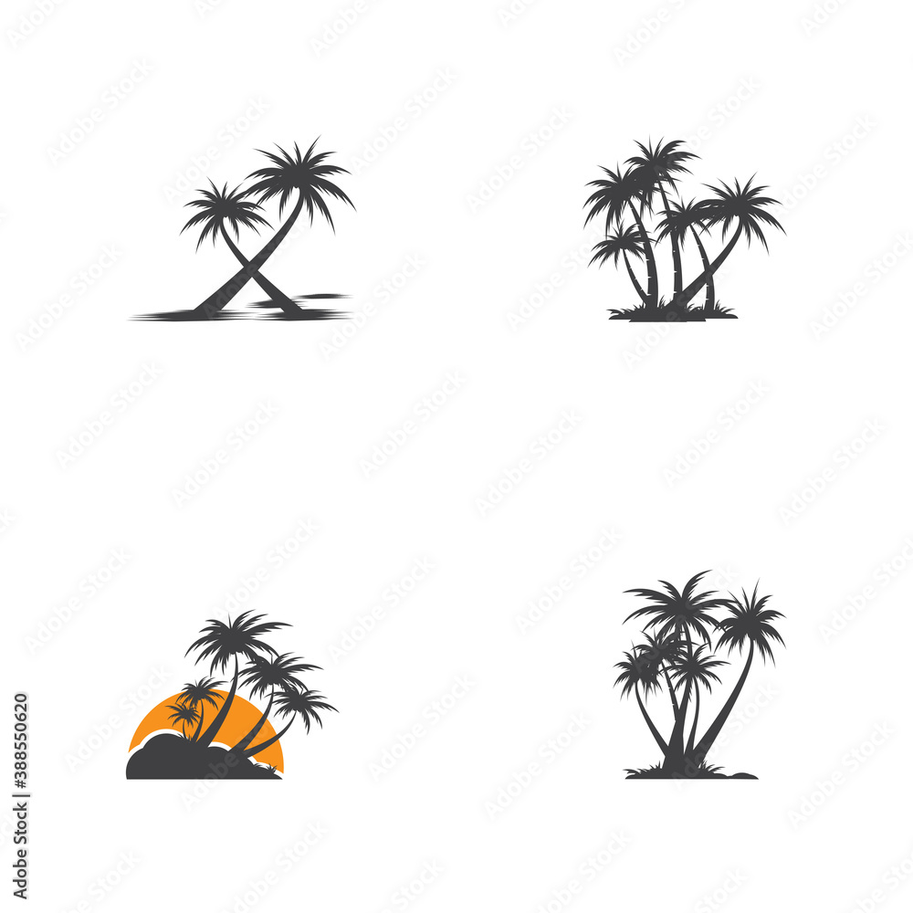 Set Palm tree summer logo template