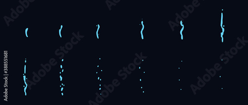 Water animation. Water sprite sheet for games, cartoons, animations, videos. Vector illustration photo