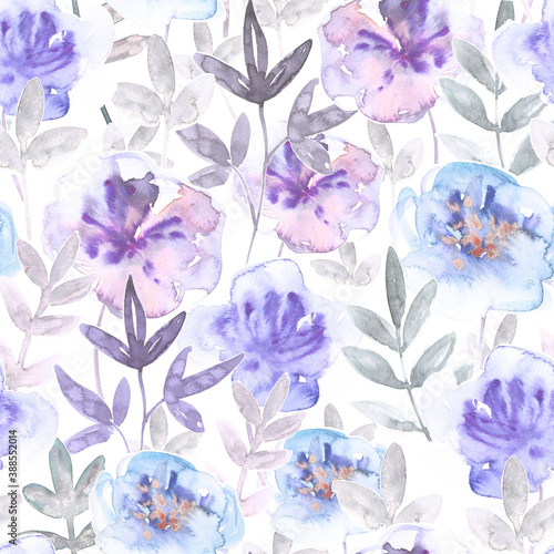 Seamless abstract watercolor floral pattern. Hand drawing background. Fashionable floral design. Background for textile, paper and other print and web projects. © Vita Daneva