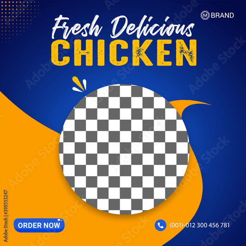 Chicken food social media post template design photo