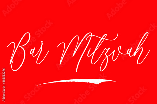 Bar Mitzvah Cursive Typography White Color Text On Red Background
