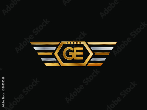 GE Letter Initial with Royal Template.
elegant with wing logo vector,
Creative Lettering Logo Vector Illustration.
