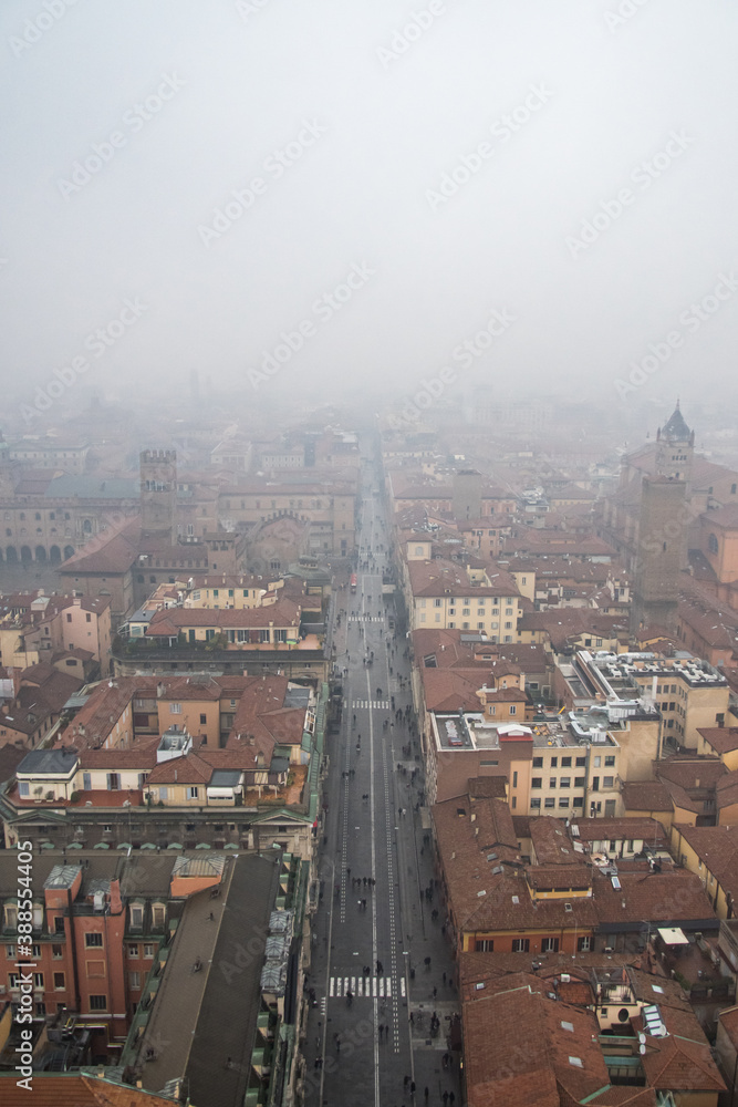 Aerial view of Bologna's roof skyline