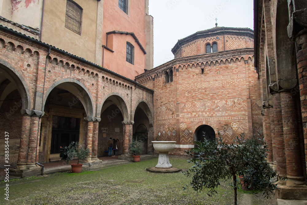Cathedral's interior courtyard in Bologna