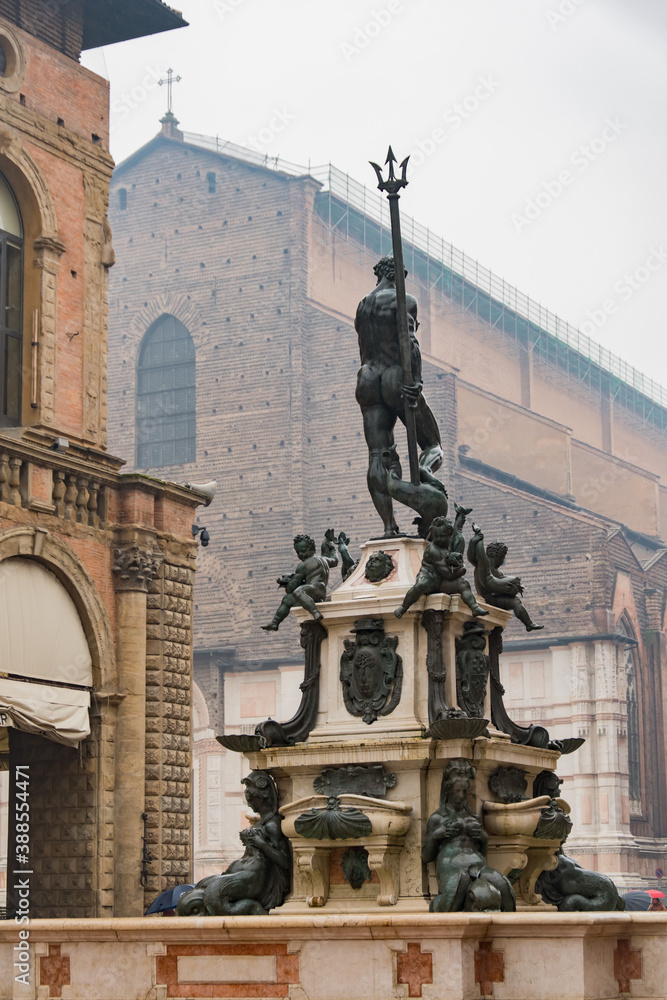 Neptune fountain and cathedral square in Bologna Neptune fountain and cathedral square in Bologna