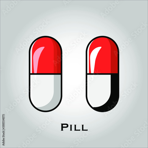 Pill (medicine) flat icon vector. Isolated objects. Vector illustration. Simple vector for Graphic design. Medical, health care, antibiotic Concept. 