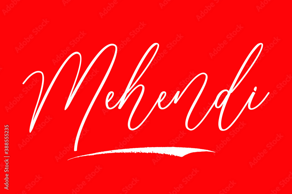 Obraz premium Mehendi Cursive Typography White Color Text On Red Background