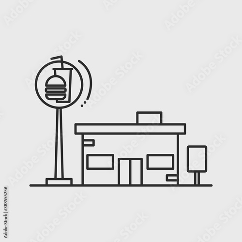 Fast food building icon. Fast food concept. Vector illustration 