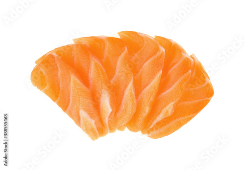 Top view of Fillet of salmon isolated on white background