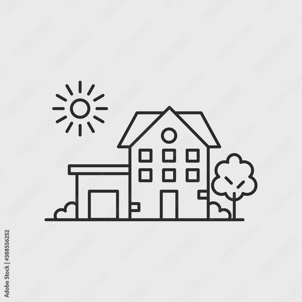 Home icon. Simple house line icon isolated on white background. Design element for poster, label, brochure. Vector illustration Home icon. Simple house line icon isolated on white background. Design element for poster, label, brochure. Vector illustration