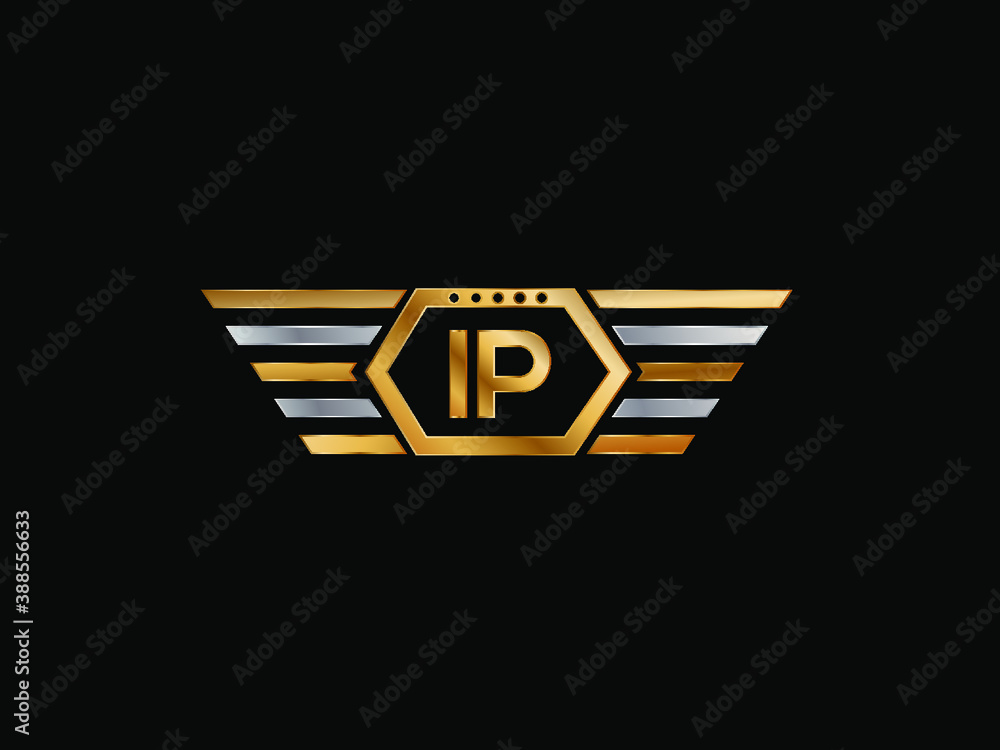 IP Letter Initial with Royal Template. elegant with wing logo vector ...