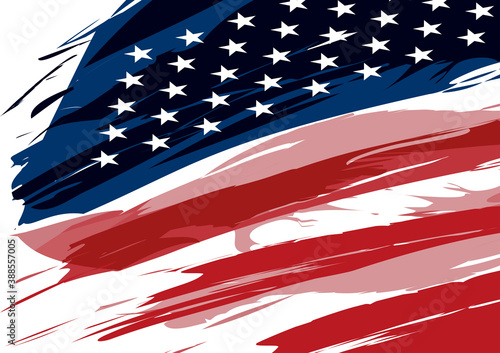 USA flagge mit stars and stripes in nationalfarben, Vektorgrafik

