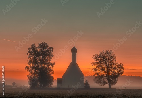 church in sunset