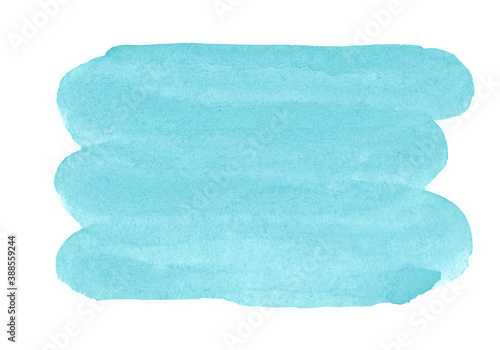 Abstract azure background. Watercolor spot on paper.
