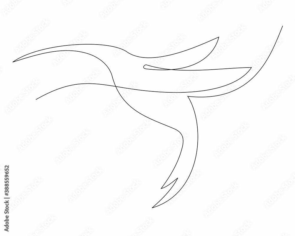 Vector illustration of isolated one continuous line design hummingbird on the white background Vector illustration of isolated one continuous line design hummingbird on the white background