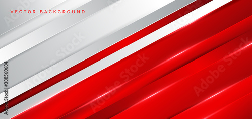 Abstract template white and red stripes with red neon light with copy space for text. technology concept.