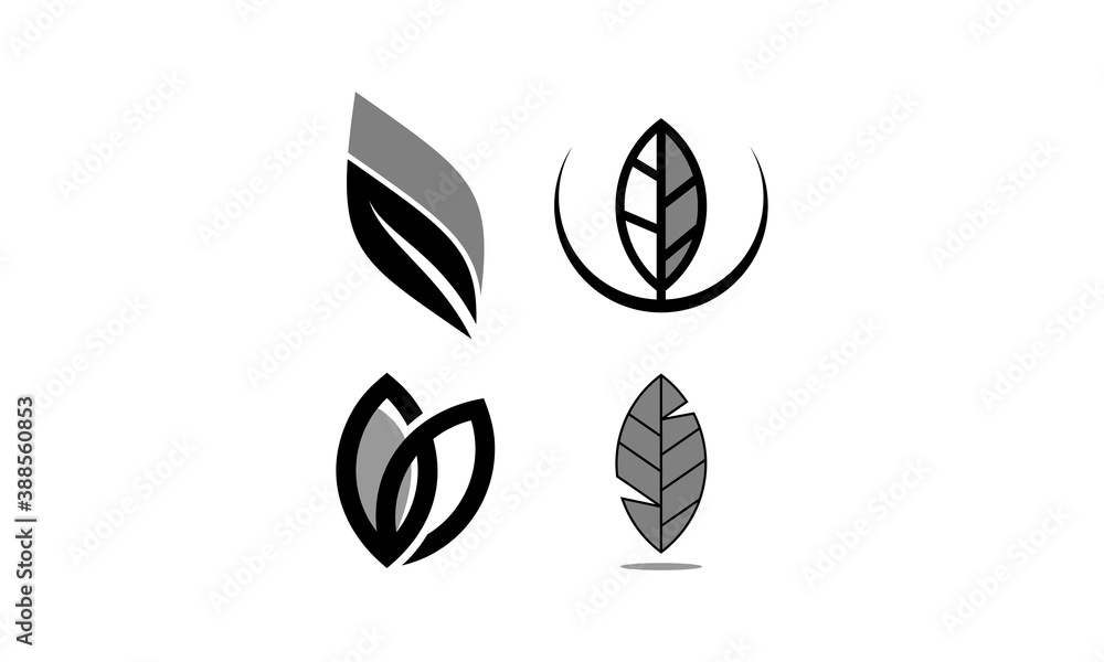set black icon leaf vector set black icon leaf vector