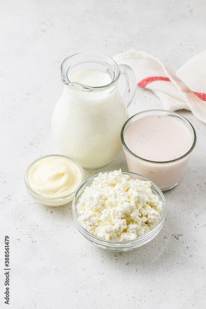 Fresh farmhouse dairy products. Copy space. Fresh farmhouse dairy products. Copy space.