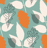 Autumnal leaves in minimal style - seamless pattern