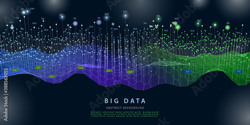 Abstract  polygonal algorithm grid analyze data. Big data. Quantum cryptography concept. Blockchain. Analytics algorithms data.  Banner for bussines, science and techology.