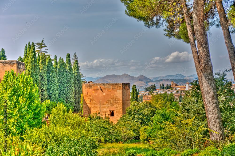 Alhambra Gardens, Granada, HDR Image