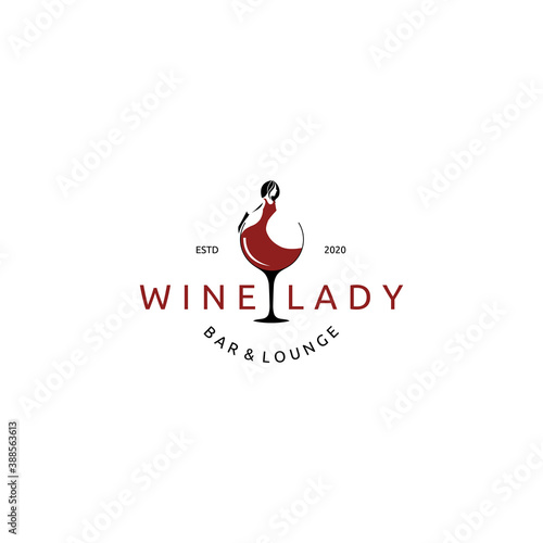 Beauty Lady and Glass Of Wine Vector Icon Inspiration