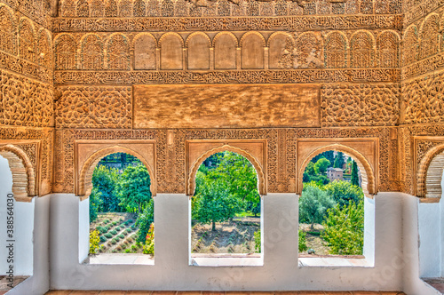 Alhambra Gardens, Granada, HDR Image photo