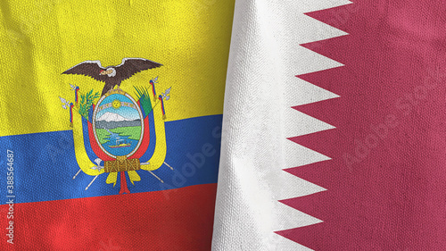 Qatar and Ecuador two flags textile cloth 3D rendering