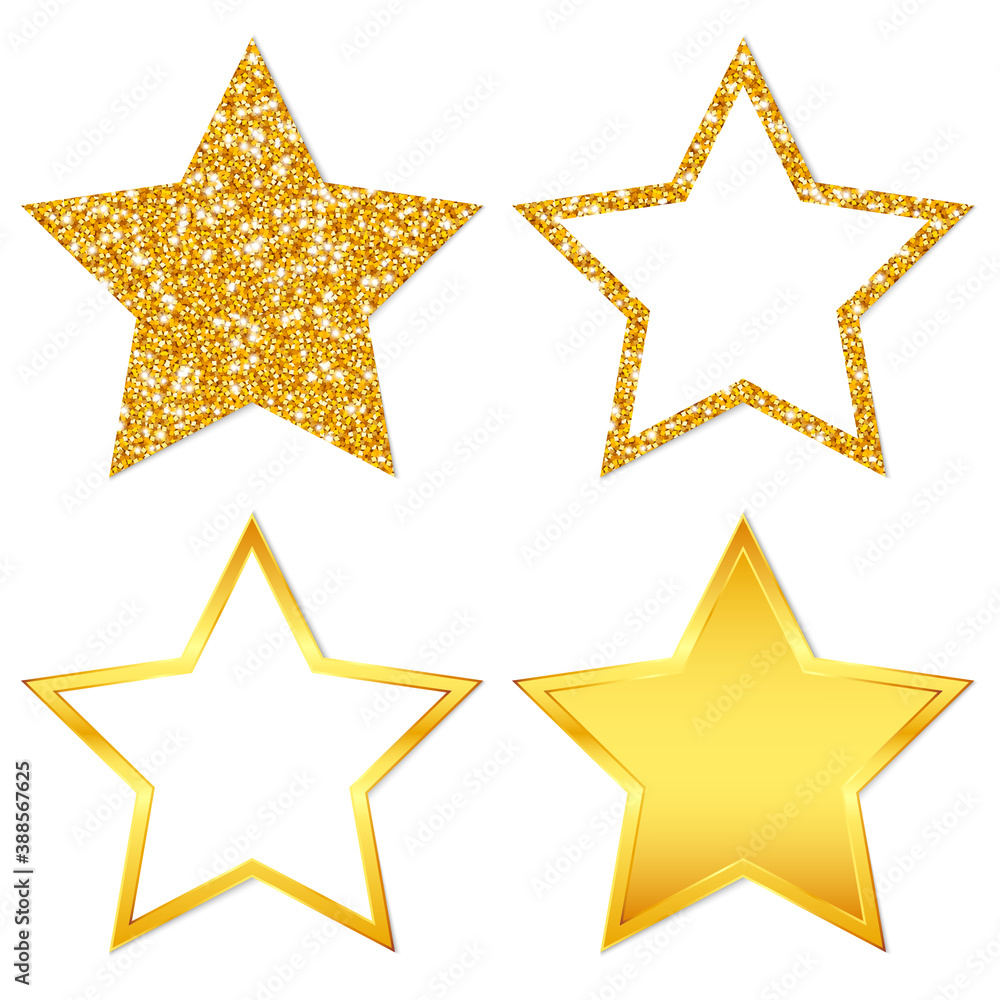 Quadrat Set Goldene Sterne Glitzer und Glanz Quadrat Set Goldene Sterne Glitzer und Glanz