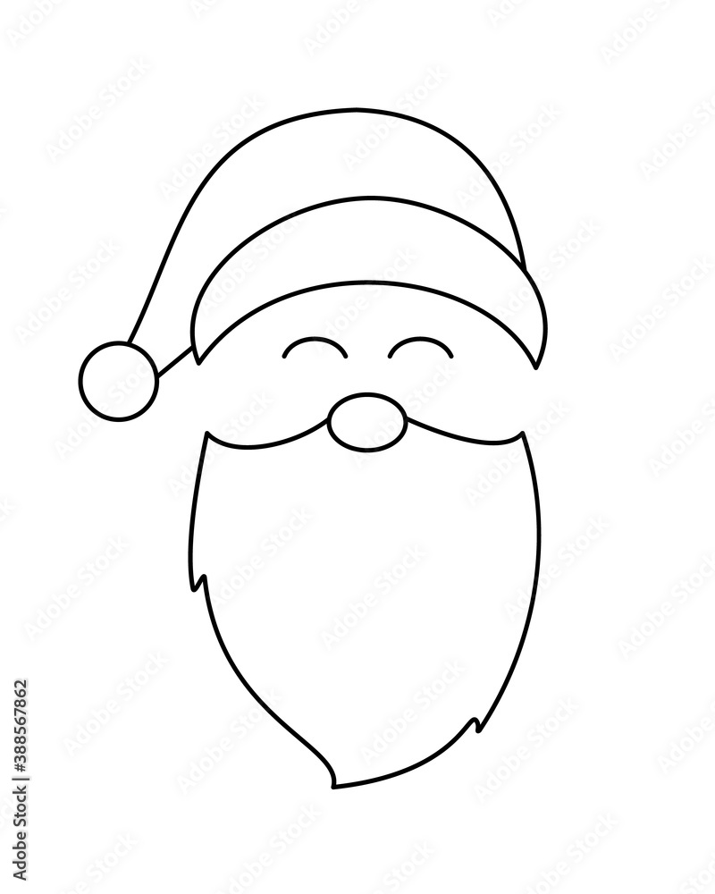 Vector drawing of face Santa Claus drawn with lines, on a light background. Vector drawing of face Santa Claus drawn with lines, on a light background.
