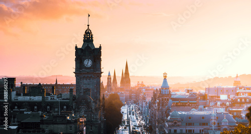 Edinburgh city skyline from Calton Hill., United Kingdom