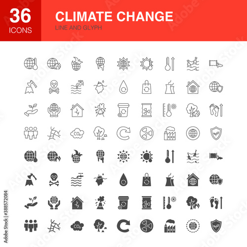 Climate Change Line Web Glyph Icons