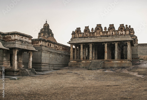 the temple complex of Rama on Mount Malevanta in Hampi and the meeting place for dawn