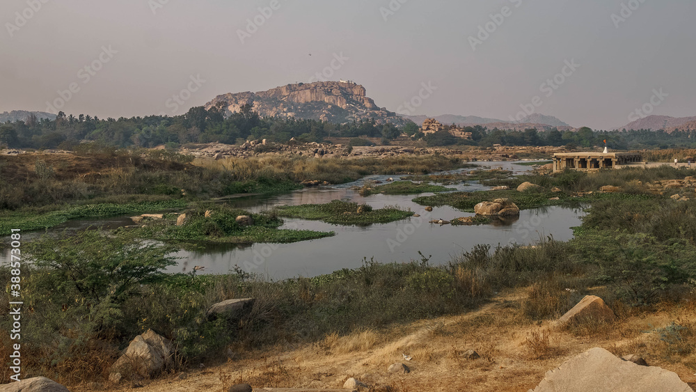 ruins of Vijayanagar, the former capital of the Vijayanagar Empire, in Hampi