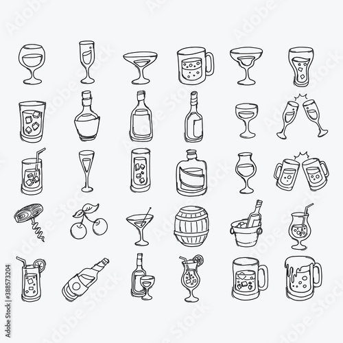 Alcohol hand drawn icon illustration line art doodle eps10