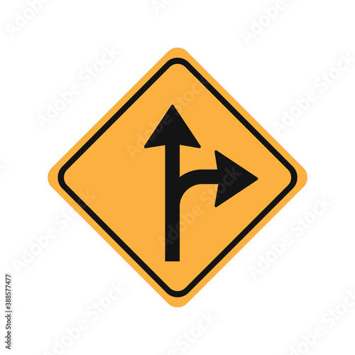 Free Download Turn right or proceed straight glyph icon road sign vector illustration in white background. Turn right or proceed straight icon sign - GFXLoad