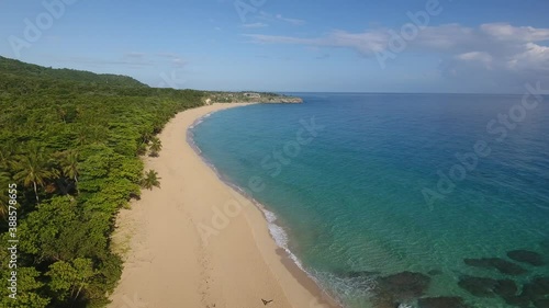 Wallpaper Mural Overfly deserted Playa Grande beach in Dominican Republic. Aerial forward Torontodigital.ca