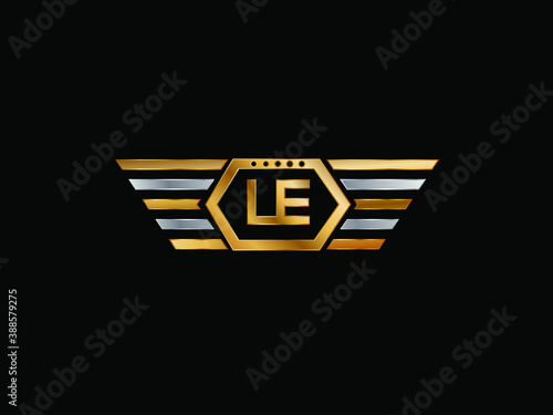 LE Letter Initial with Royal Template.
elegant with wing logo vector,
Creative Lettering Logo Vector Illustration.
