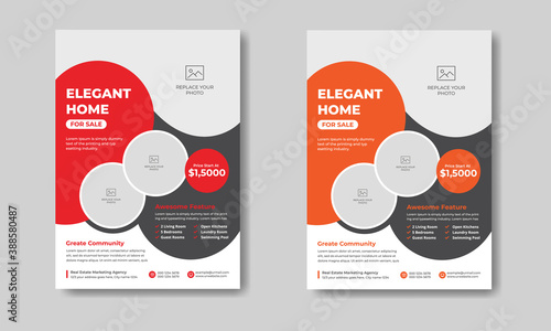 Creative & Modern clean real estate flyer for real estate and property business with 2 color variation template A4 Szie