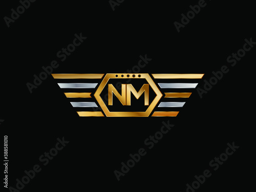 NM Letter Initial with Royal Template.
elegant with wing logo vector,
Creative Lettering Logo Vector Illustration.