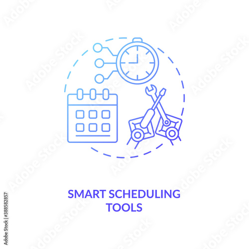 Smart scheduling tools concept icon. Futuristic day planning stratagies. Organazing your week. AI in education idea thin line illustration. Vector isolated outline RGB color drawing