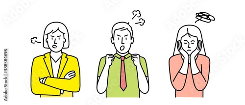 People show negative gestures. Sign language, emotions expression. Vector illustration.