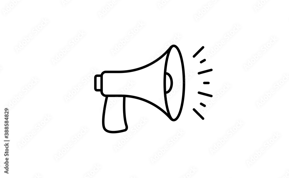Megaphone linear icon, vector design with editable stroke. Loudspeaker, bullhorn symbol. Megaphone linear icon, vector design with editable stroke. Loudspeaker, bullhorn symbol.