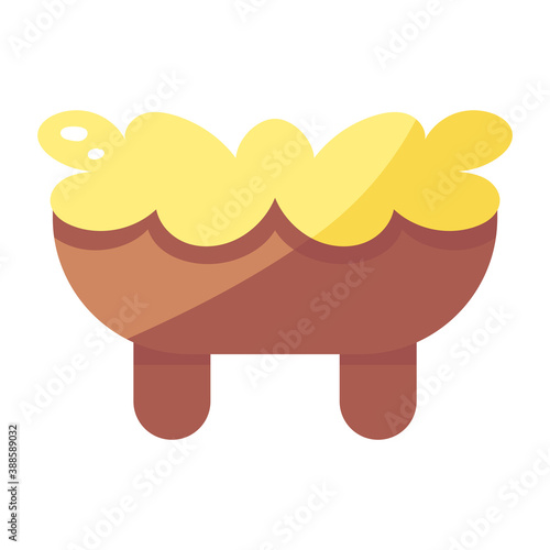 Isolated straw cradle icon. Nativity icon - Vector