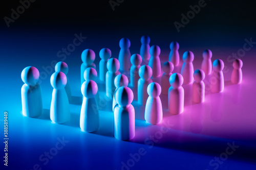 White men as a symbol of team management. Business concept - corporate employee management. Learning team management. People standing in formation