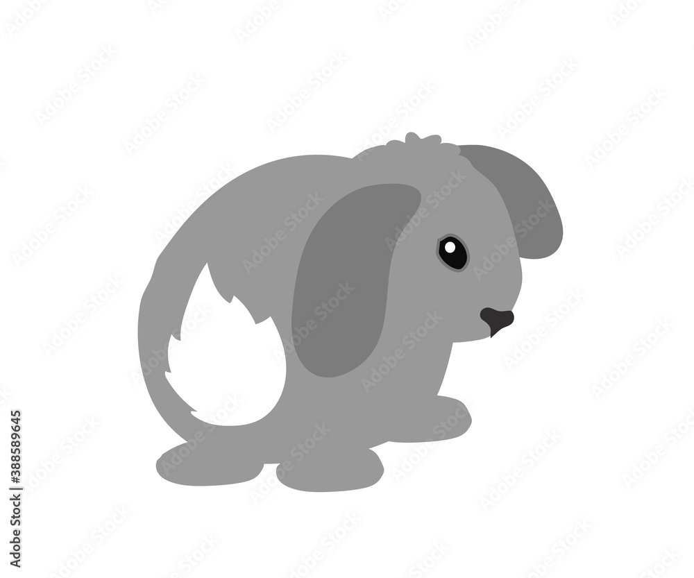 Fototapeta premium Rabbit on a white background. Cartoon. Vector.