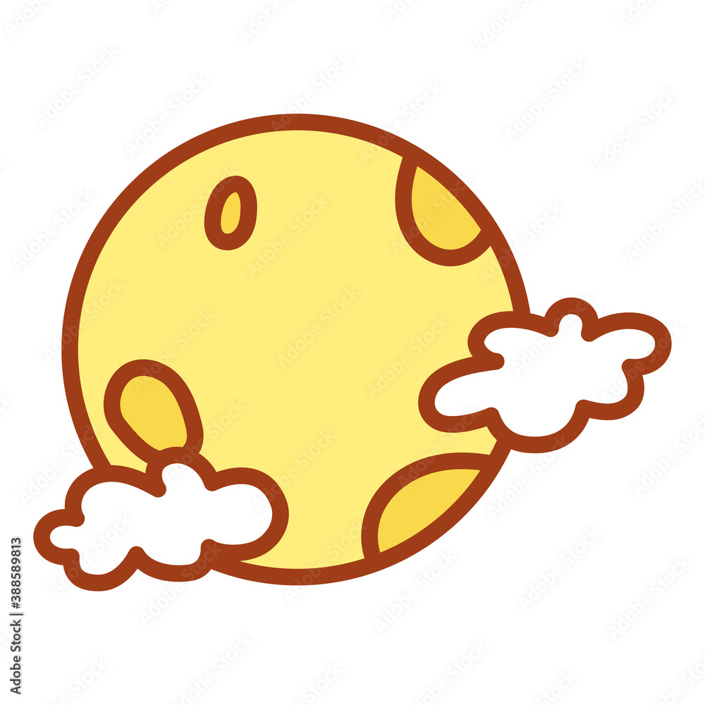 Isolated moon with clouds. Nativity icon - Vector Isolated moon with clouds. Nativity icon - Vector